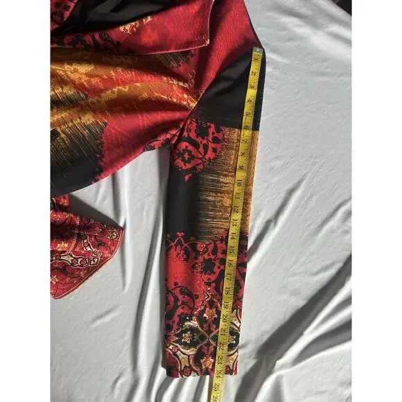 Chico's Artisanal Print Ponte Blazer Womens Size Large Red Art to Wear NWT - Picture 9 of 9